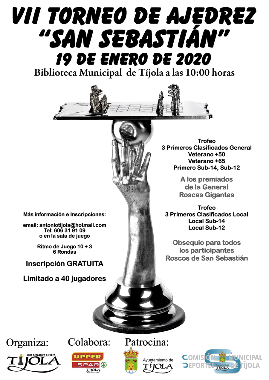 Cartel del VI Torneo de Ajedrez San Sebastián. Imagen de un caballo de ajedrez.