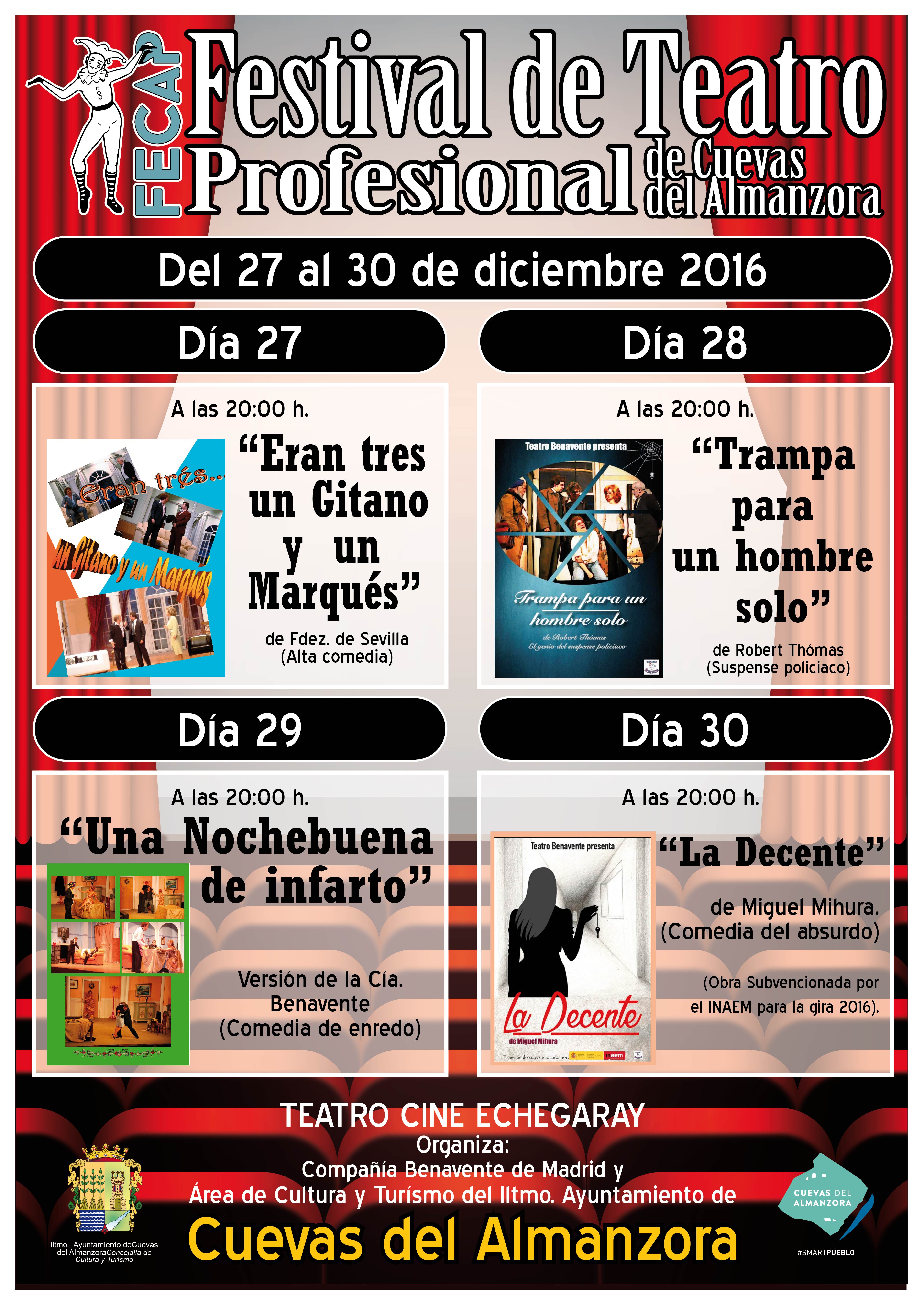 FESTIVAL DE TEATRO PROFESIONAL DE CUEVAS DEL ALMANZORA DEL 27 AL 30 DE DICIEMBRE 2016