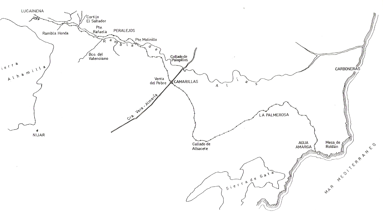 Recorrido del ferrocarril de vía estrecha Lucainena- Agua Amarga. Libro: Trenes… pag. 69