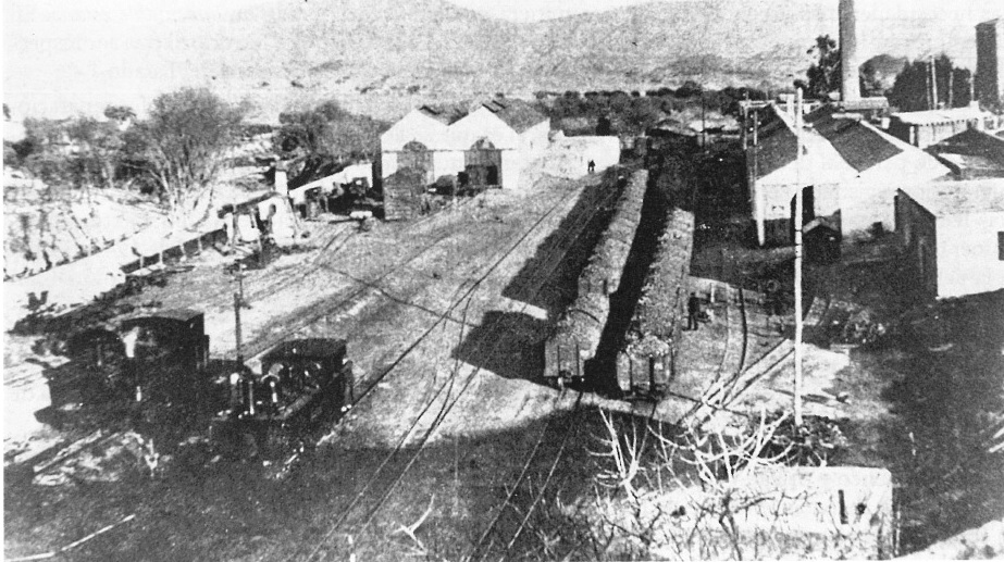 Vista general de la estación de Lucainena a principios del siglo XX. Libro Trenes, cables y minas de Almería (I.E.A., 2000), pág. 73