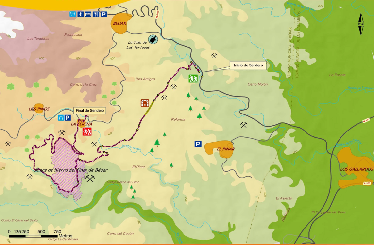 Plano guía de la Ruta de la minería de Bédar SL-A77