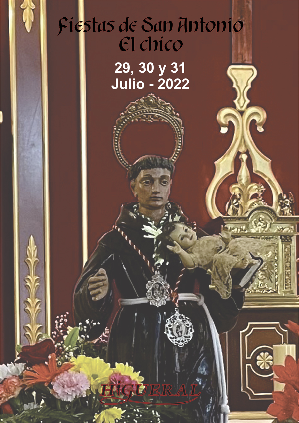 Imagen del Cartel de las Fiestas. Imagen de San Antonio "El Chico" al fondo.