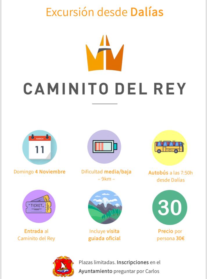 CARTEL DEL VIAJE AL CAMINITO DEL REY 4 DE NOVIEMBRE DE 2018 DESDE DALIAS