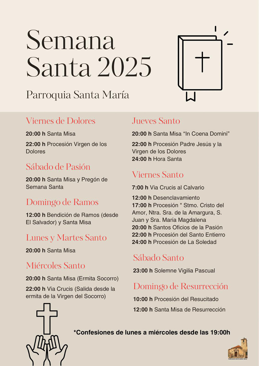 Programación Horarios Semana Santa Tíjola 2025 Cartel Programación Horarios Semana Santa Tíjola 2025