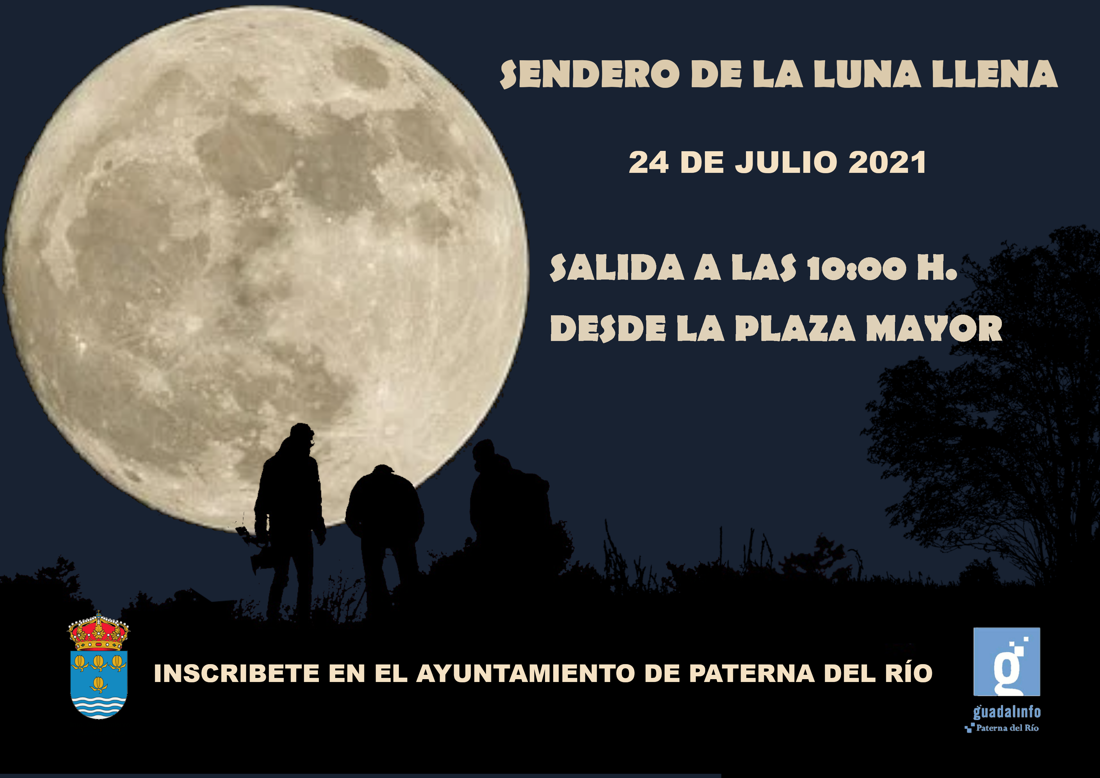 Cartel informativo sendero nocturno Julio 2021en Paterna del Río