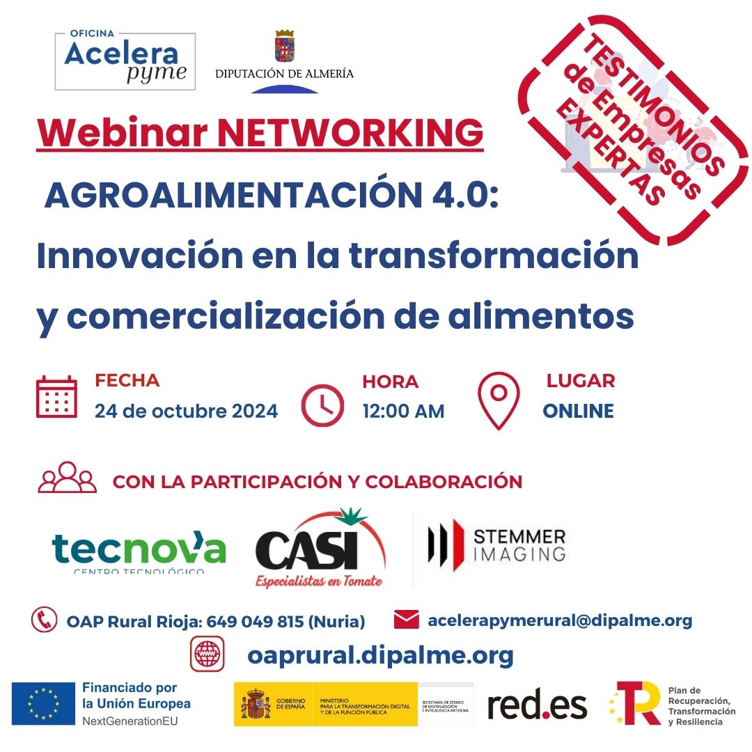 Webinar NETWORKING AGROALIMENTACIÓN 4.0: Innovación en la transformación y comercialización de alimentos