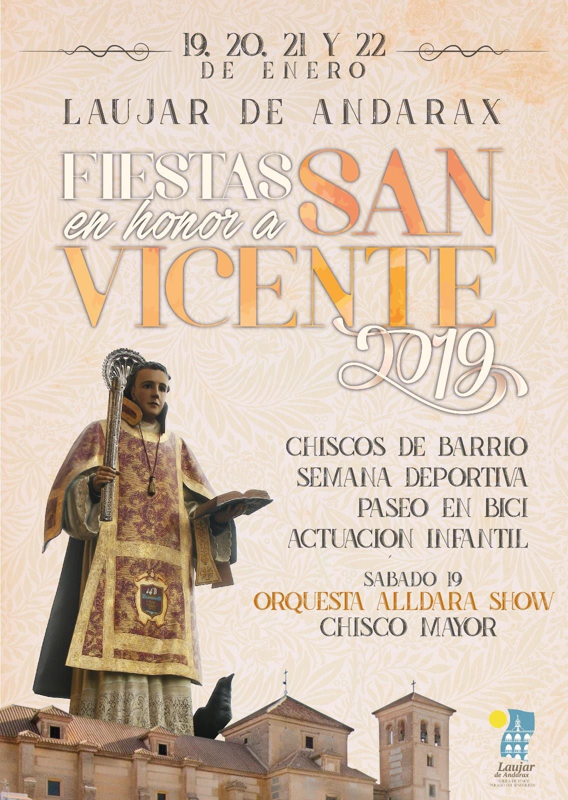 Cartel de las Fiestas Patronales de San Vicente en Laujar de Andarax 2019