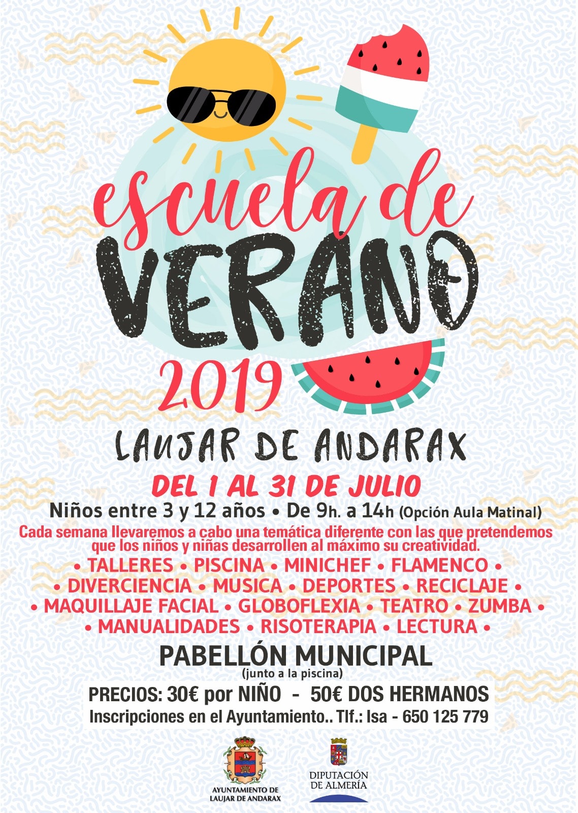 Cartel de la Escuela de Verano 2019 en Laujar de Andarax