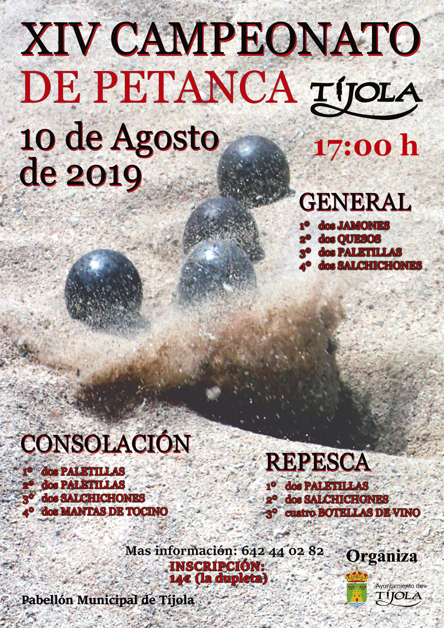 Imagen del Cartel del XIV Campeonato de Petanca 2019