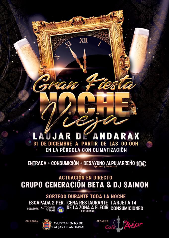 Cartel de la Fiesta de Nochevieja 2019 en Laujar de Andarax