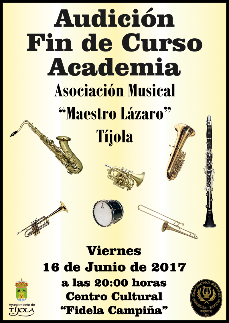 Cartel Audición Academia de la Banda de Música "Maestro Lázaro" de Tíjola